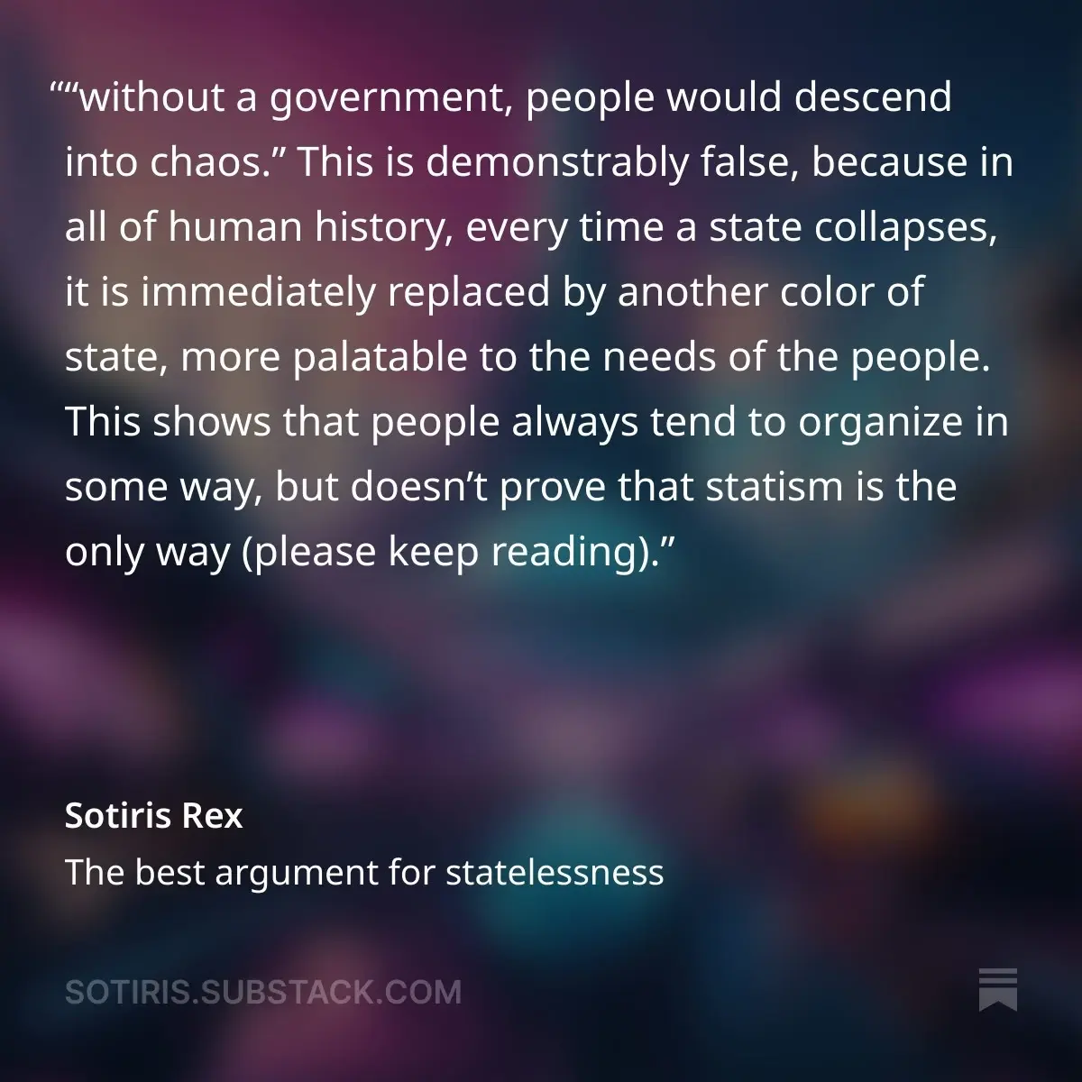 The best argument for statelessness